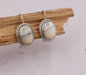 Natural Dendritic <b>Opal</b> <b>Earrings</b> 925 Sterling Silver Vintage Victorian Style Scenic <b>Opal</b> Dangle <b>Earrings</b> Wholesale Jewelry - Product Image 2
