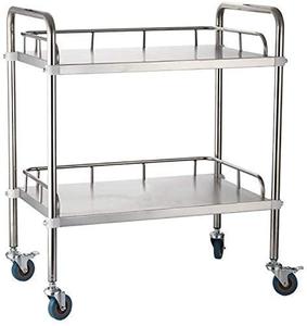 Chariot utilitaire professionnel pour salon sur roulettes – Chariot de rangement à 2 niveaux en acier inoxydable - Product Image 3