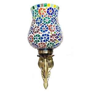 Lámpara de Pared de Vidrio Mosaico con Patrón Rajastaní Colorido, Hecha a Mano, Estilo Étnico, para Decoración del Hogar - Product Image 4