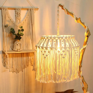 Lustre abat-jour bohème, luminaire de plafond, tentures murales en macramé, design artistique, décoration intérieure, décoration murale, cadeau - Product Image 4