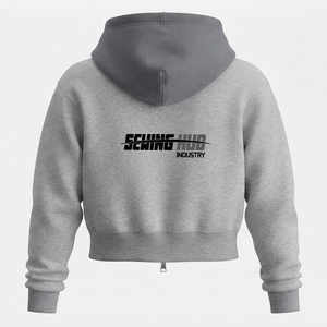 Sudadera Corta de Mujer con Capucha, Estilo Casual y Elegante, Hombros Caídos, Transpirable, Ecológica, de Felpa Tejida - Product Image 2
