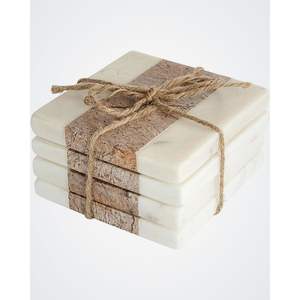 Handmade Eco-Friendly Marble <b>Drink</b> <b>Coasters</b> Durable Natural Stone <b>Coaster</b> Set Washable for Tea & Coffee Including Mats & Pads - Product Image 3