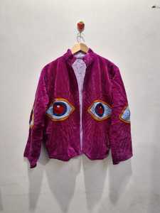 Evil Eye Ethnic Floral Eco-Friendly Velvet Vintage Suzani Embroidery Short <b>Jacket</b> <b>Hippie</b> Boho Party Wear Women Coat - Product Image 1