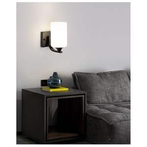American Moder Style Indoor LED Wall Mount <b>Lamp</b> <b>Black</b> Matte White Glass Shade Farmhouse Bedroom <b>Bedside</b> Wall <b>Lamps</b> Wall Sconces - Product Image 2