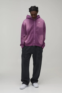 Sudadera con capucha para hombre de fabricante, morada, de algodón lavado, forro polar, oversize, hombros caídos, estilo urbano, otoño-invierno, logotipo personalizado, peso pesado - Product Image 4