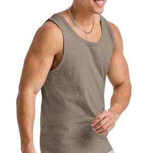 Men's Olive <b>Green</b> Sleeveless O-Neck <b>Tank</b> <b>Top</b> Casual Knitted Solid Color Fit - Product Image 3