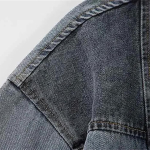 Veste en jean pour homme de haute qualité, couleur grise, manches longues, en coton, avec poche latérale, fermeture à boutons pression - Product Image 4