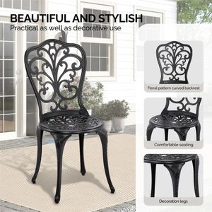 Ensemble bistrot 3 pièces en aluminium moulé toutes saisons, mobilier de patio extérieur pour jardin, table et chaises bistrot - Product Image 5