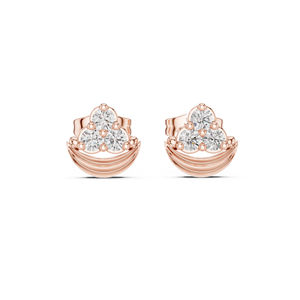 Boucles d'oreilles de fiançailles en or blanc 14 carats avec diamant rond cultivé en laboratoire pour femmes |   Nouveau diamant cultivé - Product Image 3