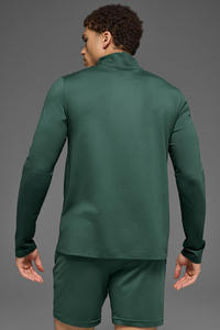 Men's Green Long Sleeve High Collar Half Zip Fleece Quick Dry Breathable Regular Fit Knitted <b>Polyester</b> <b>T</b>-<b>Shirt</b> HAWK EYE SPORTS - Product Image 2