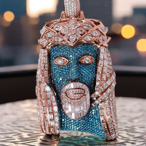 Joyería Hip Hop de Diseño 3D de Lujo, Colgante de Cabeza de Jesucristo en Plata de Ley 925 con Corte de Pera y Moissanita VVS para Hombre - Product Image 5