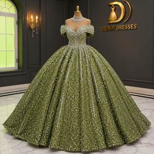 Luxury Sky <b>Blue</b> <b>Glitter</b> Ball Gown for Women Designer Princess Evening Dress with Heavy Crystal Embroidery and Premium Party Wear - Product Image 3