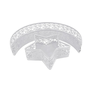 Plateau de service moderne en fer doré en forme de lune et d'étoile pour le Ramadan, élégant plateau en métal Eid Mubarak pour les fêtes et les fruits, décoration islamique pour la maison - Product Image 2