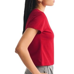 T-shirts courts pour femmes, couleur personnalisée, manches courtes, été, polyester et coton, mode, vente en gros, usine OEM, lots en vrac - Product Image 3