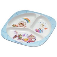 Assiette pour enfants en mélamine à 3 compartiments, motif dessin animé mignon, incassable, sans BPA, pour tout-petits, avec logo personnalisé