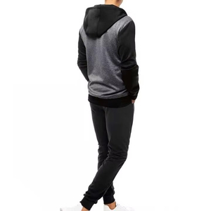 Men's Black Sporty Tracksuit Set Full-<b>Zip</b> <b>Jacket</b> Pants Quick Dry Knitted Polyester Autumn Wear - Product Image 2