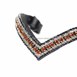 Cadena de Cristales Personalizada de 5 Filas, Banda Frontal para Caballo de Cuero con Forma de V, con Cierre de Botón a Presión, Todas las Tallas - Product Image 5