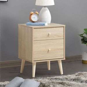 1PC Freestanding <b>Bedside</b> Nightstand with 2 <b>Storage</b> Drawers and Rubber Legs - Product Image 5