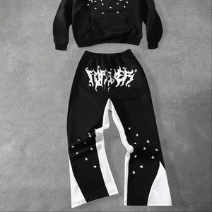 Custom Men's Midweight Polyester/Cotton Fleece 2-in-1 Vintage Oversized Pullover Hoodie Set Straight Leg Sweatpants 300g for - Product Image 6