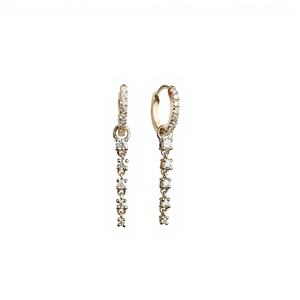 Boucles d'oreilles pendantes à longues pampilles, style tendance, en or jaune massif 10K 14K avec diamants de laboratoire - Product Image 1