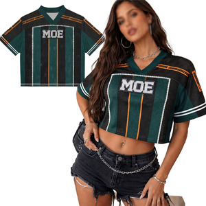 Wholesale Rhinestone V-Neck American Football Jersey Custom Navy Star Graphic Streetwear Bulk Luxury <b>Crystal</b> Embellished <b>Tops</b> - Product Image 4