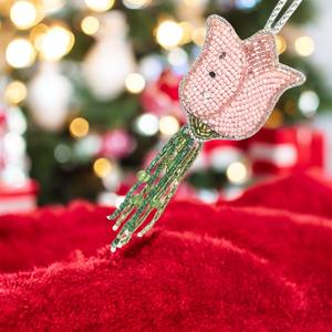 Adorno Colgante de Flores con Cuentas Hechas a Mano |   Adorno Decorativo Bordado en Forma de Tulipán para Puerta y Pared - Product Image 3