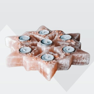 Porte-bougie en sel de l'Himalaya de qualité supérieure, sculpté en forme d'étoile, décoration naturelle relaxante - Product Image 1