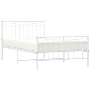 Base de Cama Doble Moderna de Acero Blanco, Diseño Rectangular Moderno, Cama de Metal - Product Image 3