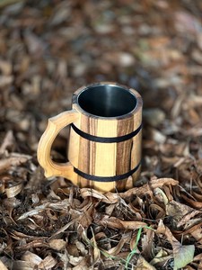 Handcrafted <b>Light</b> Wood <b>Beer</b> Stein Rustic Wooden Mug with Metal Liner - Product Image 6