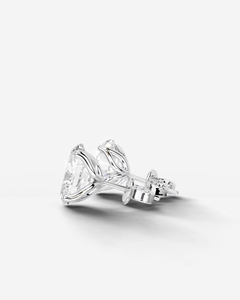 925 Sterling <b>Silver</b> Geometric Oval Hoop Earrings with Moissanite and Rhodium Plating - Product Image 5