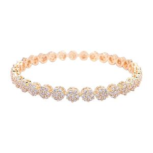 Gold Plated Alloy Rose Gold <b>Bracelet</b> With <b>Crystal</b> Rhinestone Round Cut Claw Setting Classic Women's Party Jewelry Fashion Bangle - Product Image 6