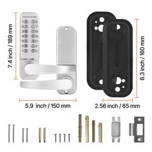 Serratura Meccanica per Porta con Tastierino a 14 Tasti, Maniglia in Acciaio Inossidabile Resistente all'Acqua - Product Image 2