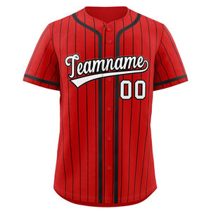 Ensemble uniforme de baseball personnalisé pour filles, en polyester à fines rayures, broderie Canada-Amérique, maillot noir et blanc vierge - Product Image 1