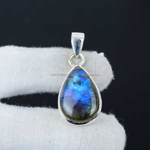 Colgantes de Plata de Ley 925 hechos a mano indios con piedras preciosas de labradorita Ropa de fiesta para mujer - Product Image 5