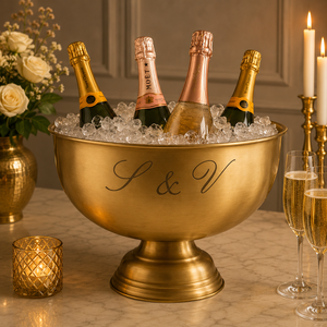 Cubo para Champán de Latón Texturizado Aurora, Enfriador de Vino de Doble Pared Hecho a Mano, Enfriador de Bebidas de Lujo, Decoración Moderna para Bar - Product Image 6