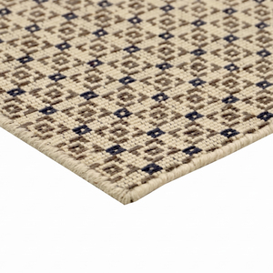 Tapis DECORDEC beige et noir en laine antidérapant à motif géométrique micro-quadrillé répétitif pour salon, chambre et hôtel - Product Image 6