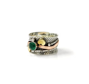 Modern Designer <b>Emerald</b> Gemstone <b>Ring</b> Crafted 925 <b>Silver</b> 6.7 Gram Wide Band Jewelry Anniversary Gift - Product Image 3
