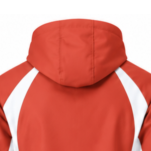 Coral <b>Red</b> White Panel Hooded Jacket Full Zip Custom Sports <b>Windbreaker</b> Lightweight Athletic Training Outdoor Team Uniform Jacket - Product Image 4