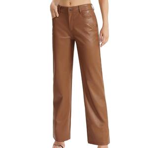 Pantalones de Cuero para Mujer, Pantalones Anchos de Cuero Auténtico para Moda Moderna y Ropa Urbana a la Moda - Product Image 4