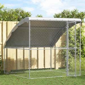 Cage pour chien en acier argenté de 6,56 x 6,56 x 6,56 pieds avec rangement - Product Image 3