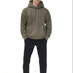 Ensemble sweat à capuche et pantalon de jogging pour homme, noir, doublé polaire, coupe oversize décontractée, à séchage rapide - Product Image 1