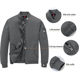 Chaquetas Bomber de Invierno para Hombre, Personalizadas al por Mayor, con Color/Logotipo a Medida, 100% Poliéster/Algodón, Tela Impermeable y Ecológica - Product Image 4