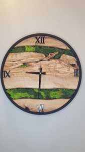 Natural Moss Wood Wall <b>Clock</b> Handmade Rustic Wooden Mechanical Movement 3D Antique Design Large Wall Decor Scandinavian - Product Image 4