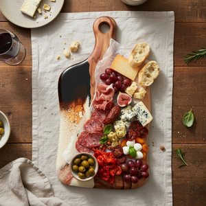 Ensemble de planches à découper en bois faites à la main, blocs de découpe bruns naturels, planches décoratives pour la préparation des aliments en cuisine - Product Image 4