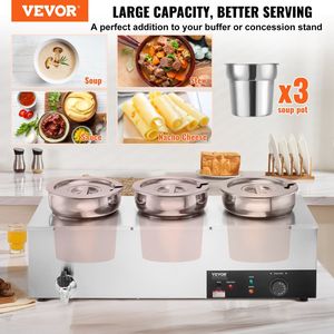 Scaldavivande Elettrico Commerciale per Zuppe con 3 Pentole in Acciaio Inox da 7,4QT, 1200W, Temperatura Regolabile 86~185 Fahrenheit B - Product Image 2