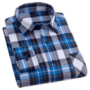 Custom Logo Factory Wholesale Comfortable 100% Cotton Long Sleeve Casual Men <b>Plaid</b> Flannel <b>Shirt</b> - Product Image 4
