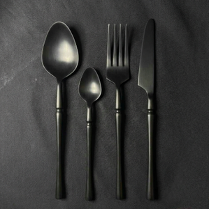 ชุดช้อนส้อมเคลือบ PVD สีดำ เงาและด้าน สแตนเลสสตีล สำหรับงานแต่งงาน ใช้กับเครื่องล้างจานได้ ดีไซน์หรูหรา - Product Image 3