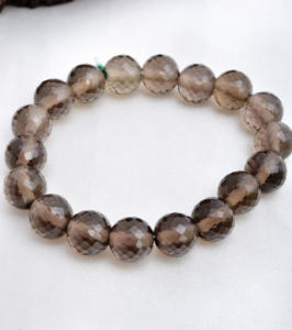 Pulsera de cuentas facetadas de cuarzo ahumado natural de 10 mm, natural para la elaboración de joyería fina, pulsera de piedras preciosas - Product Image 2