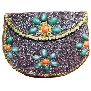 Bolso de Mano para Mujer, Hecho a Mano, con Adornos de Piedras, para Uso Nocturno, Tela de Algodón, Decoración con Cuentas - Product Image 4