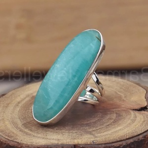 Anillo de Amazonita Natural en Plata de Ley 925, Joyería Artesanal con Piedras Preciosas, Anillo Estilo Boho - Product Image 2